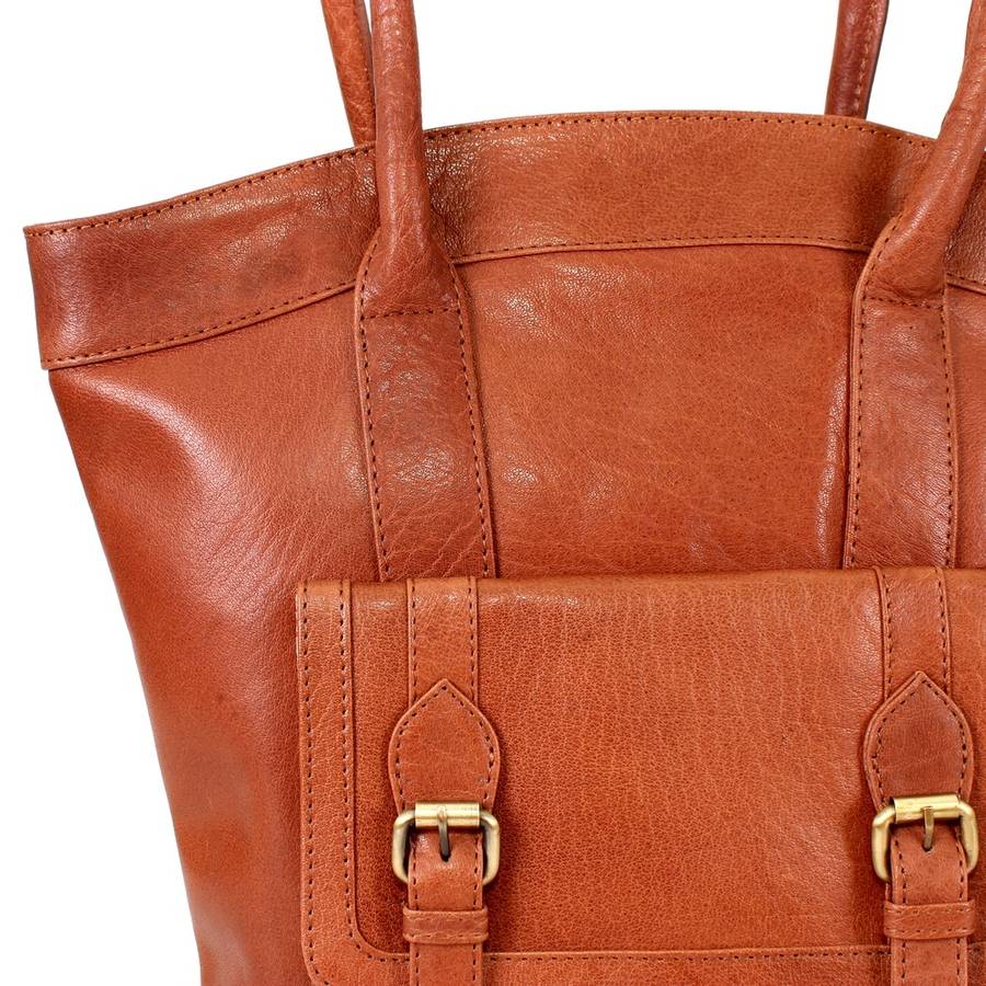 leather pocket tote