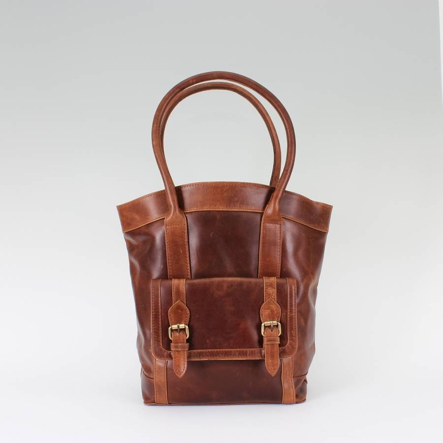 leather pocket tote