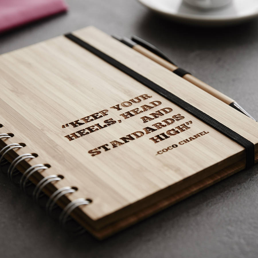 personalised quote wooden notebook set for her by sophia victoria joy