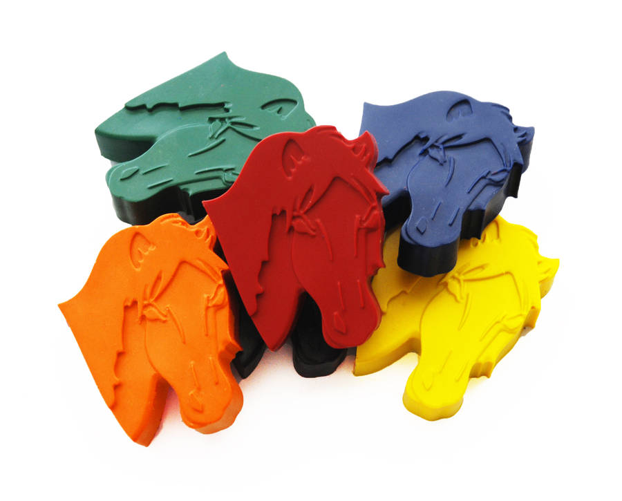 set of six horse crayons by colour me fun