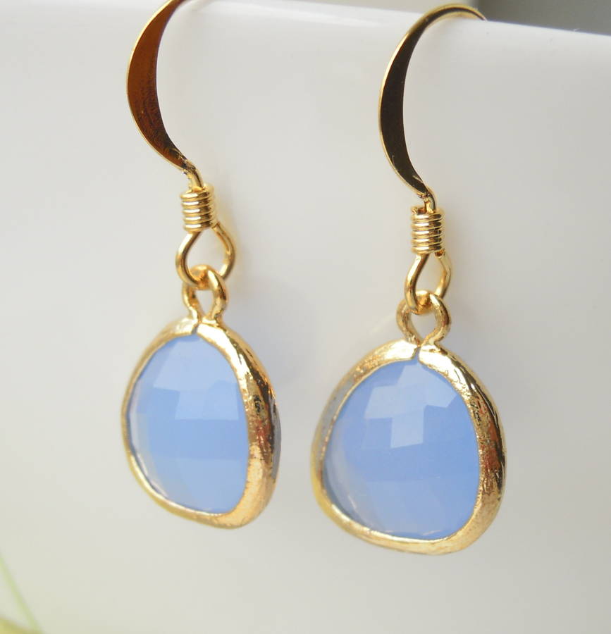 ice blue faceted earrings by la belle et la bete