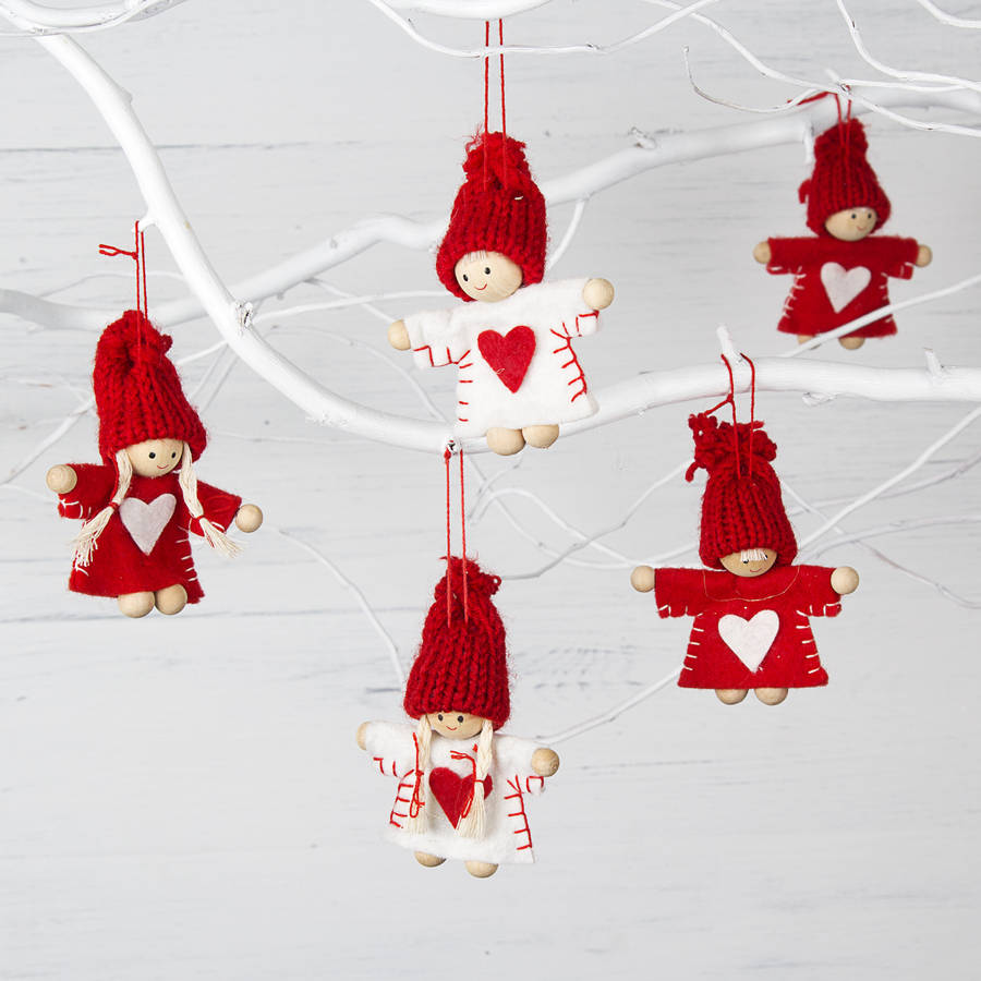 red and white mini christmas tree decorations by the christmas home | notonthehighstreet.com