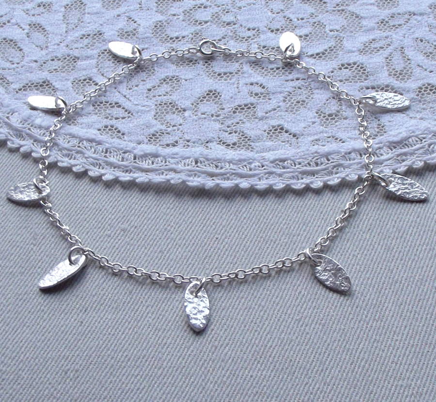 sterling silver oval charm anklet by lucy kemp silver jewellery