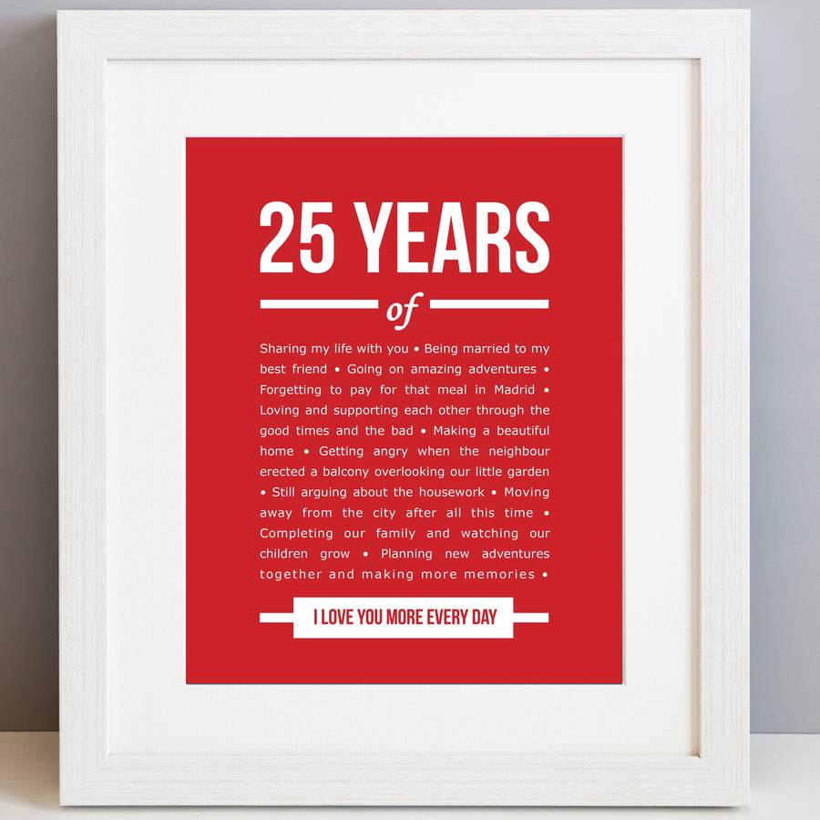 Personalised 25 Year Anniversary Print By Elephant Grey