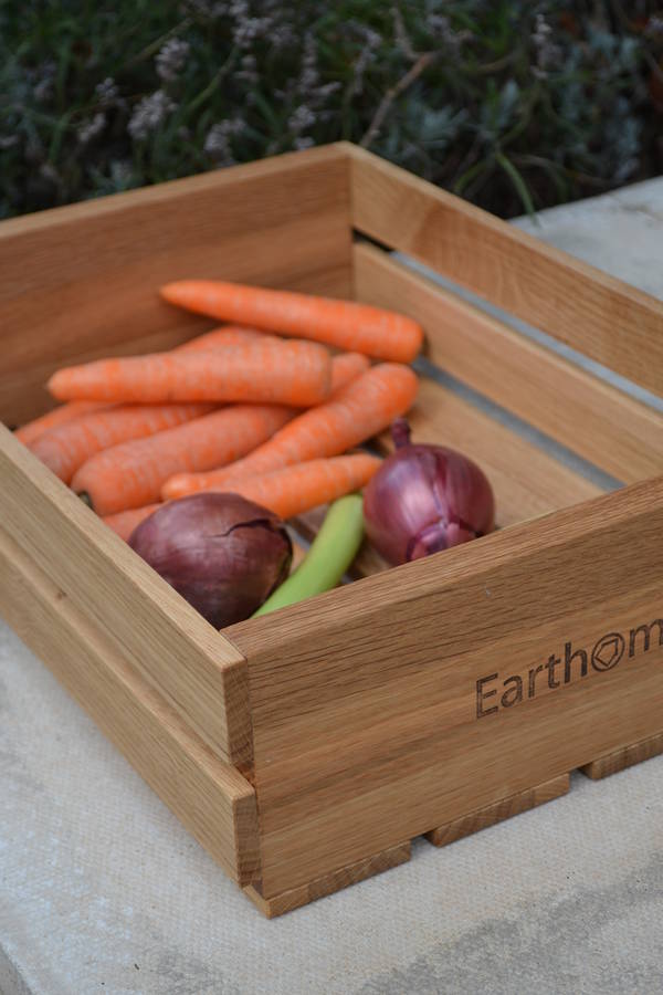 'home grown' oak fruit and veg crate by earthome