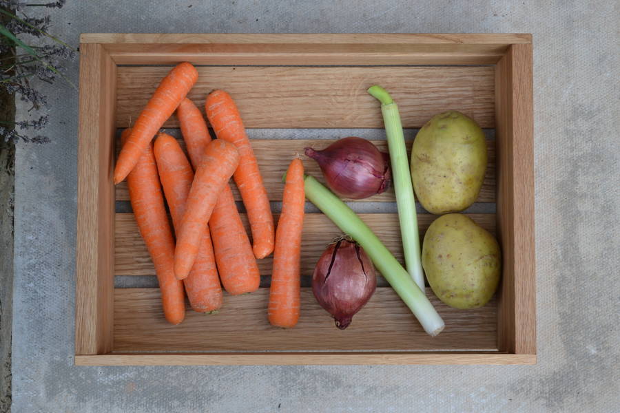 'home grown' oak fruit and veg crate by earthome