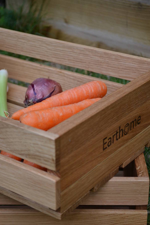 'home grown' oak fruit and veg crate by earthome