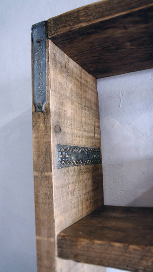 reclaimed wood scaffold shelving unit by revive joinery