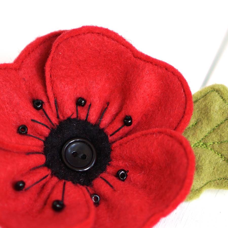 Handmade Red Felt Poppy Brooch By Rosiebull Designs Notonthehighstreet