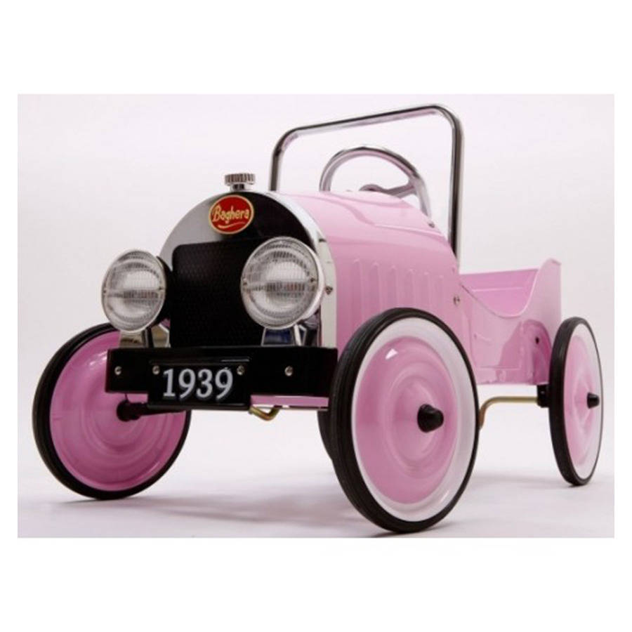 pink retro pedal car