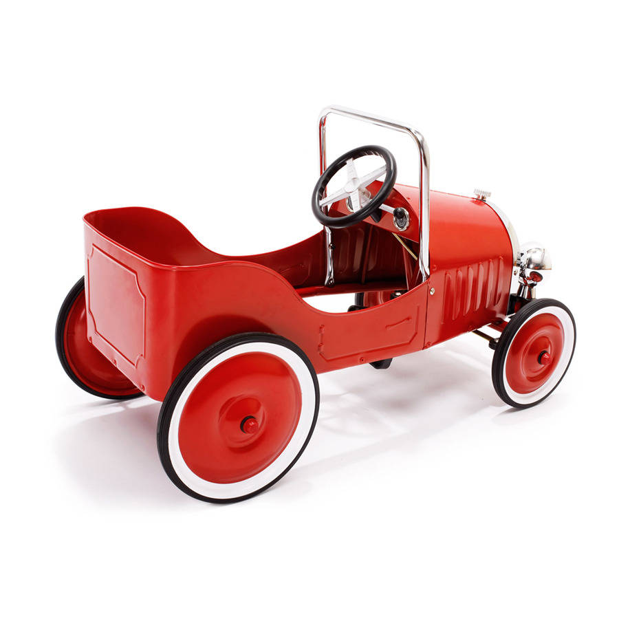 red metal pedal car