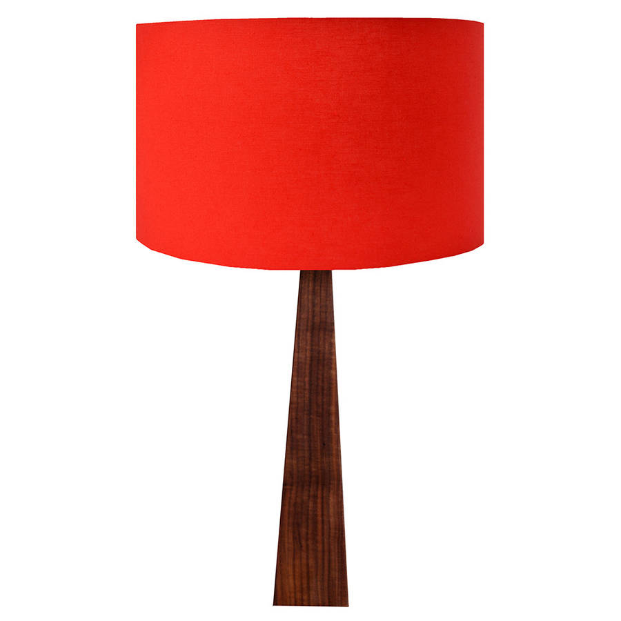 red wooden table lamp by hunkydory home