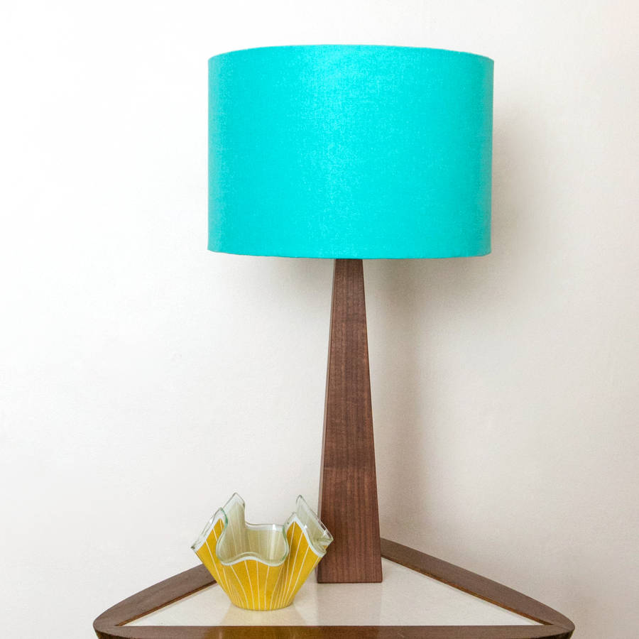 aqua blue wooden walnut table lamp by hunkydory home