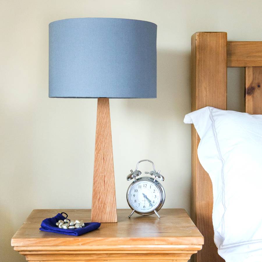 steel grey wooden table lamp by hunkydory home