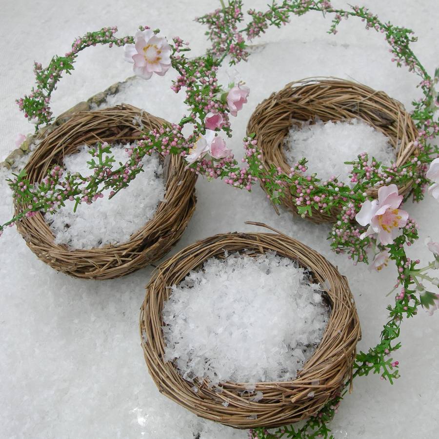 set of three natural decorative birds nests by just add a dress