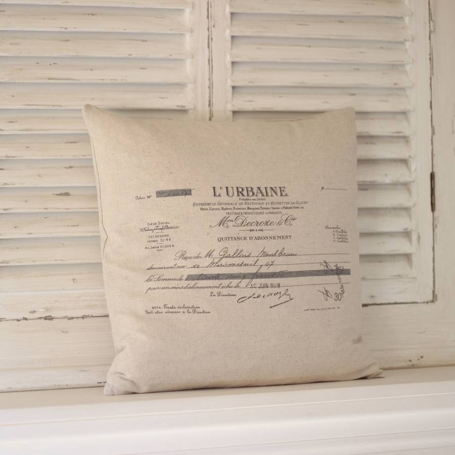 french script cushion by vintage barn interiors ltd