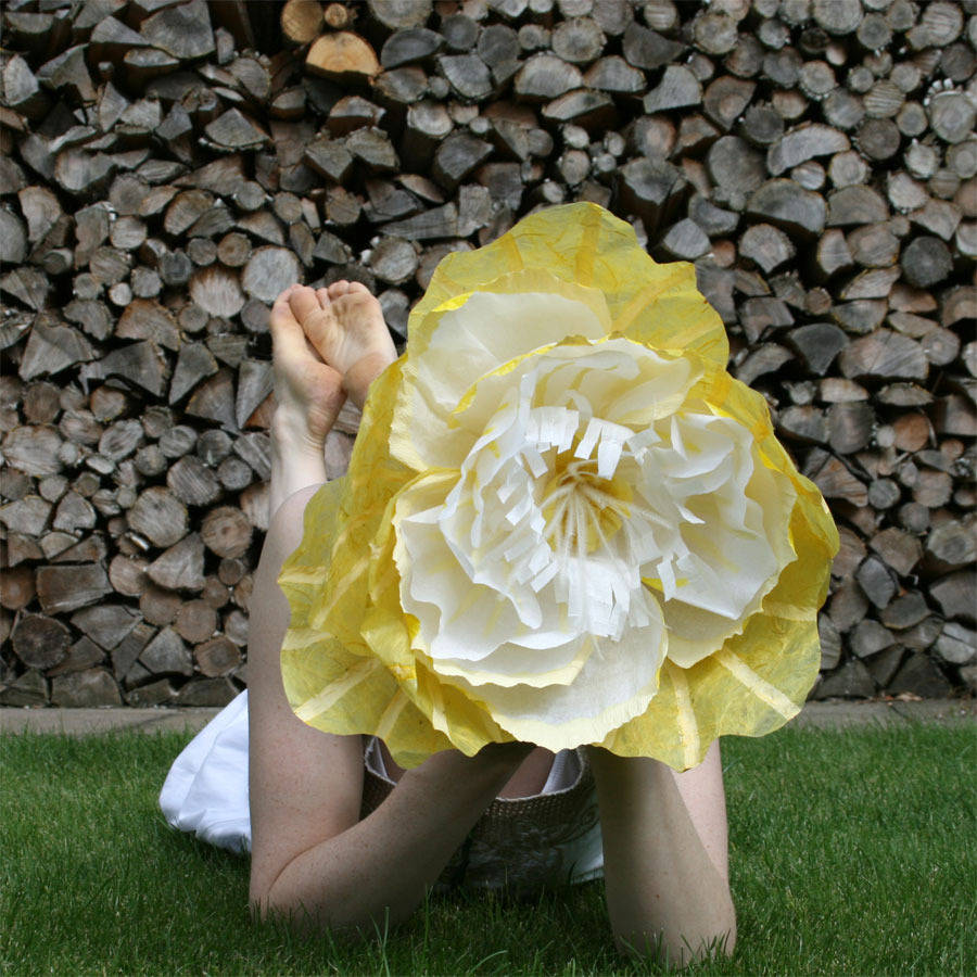 oversized yellow paper flower by paper posies