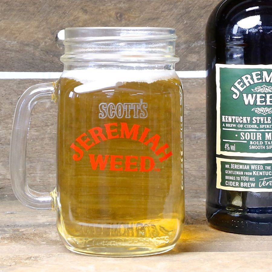 engraved 'jeremiah weed' mason drinking jar by lisa angel homeware