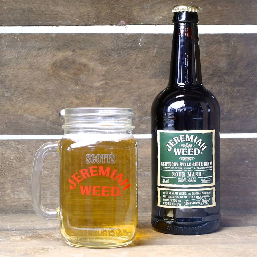 engraved 'jeremiah weed' mason drinking jar by lisa angel homeware