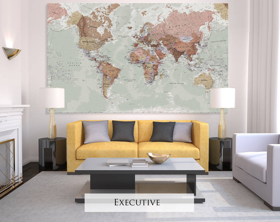 giant sized canvas world map by maps international  notonthehighstreet.com