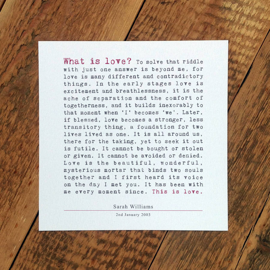 What Is Love Poem Wedding