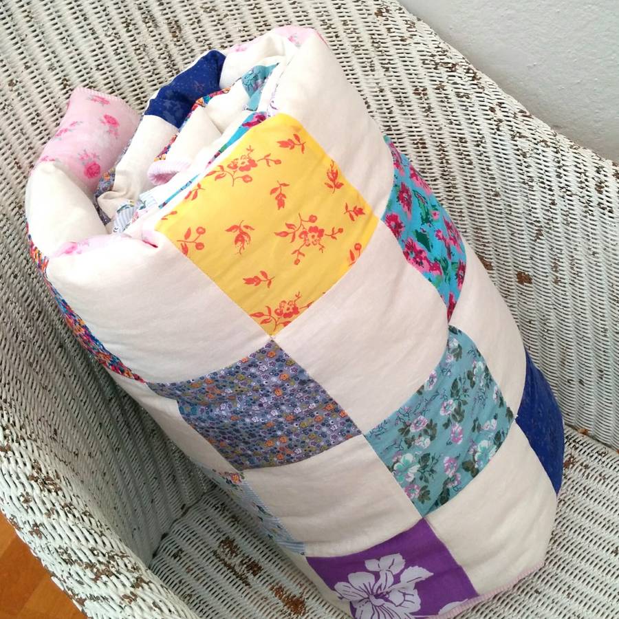 personalised vintage patchwork cot quilt by the fairground