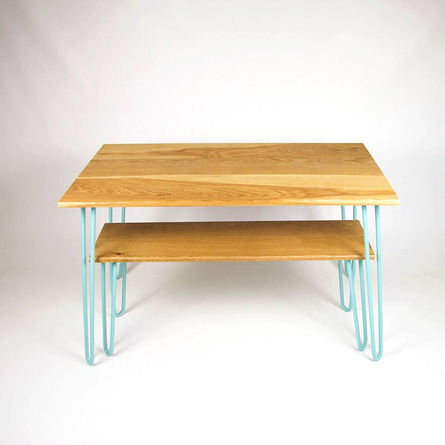 dining set with industrial hairpin legs in plywood by cord industries