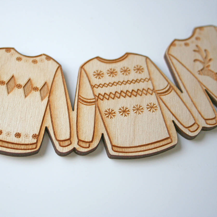 christmas jumper wooden wreath by wood paper scissors