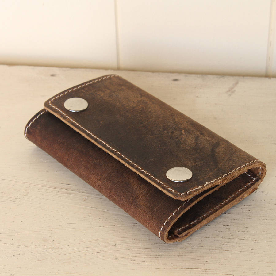 personalised leather keyring case by scaramanga