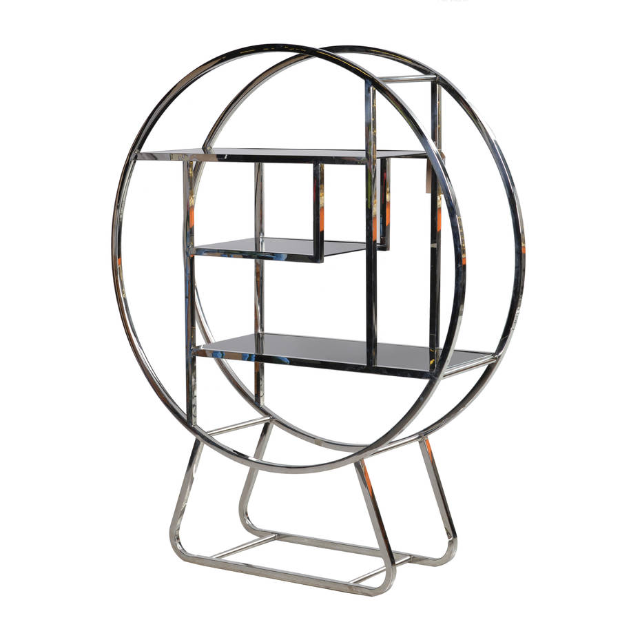 retro shelving unit in chrome by out there interiors