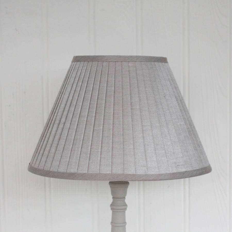 grey lamp with pleated linen shade by magpie living