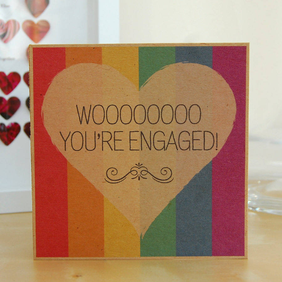 Wooo Youre Engaged Same Sex Engagement Card By Pink And Turquoise 3003