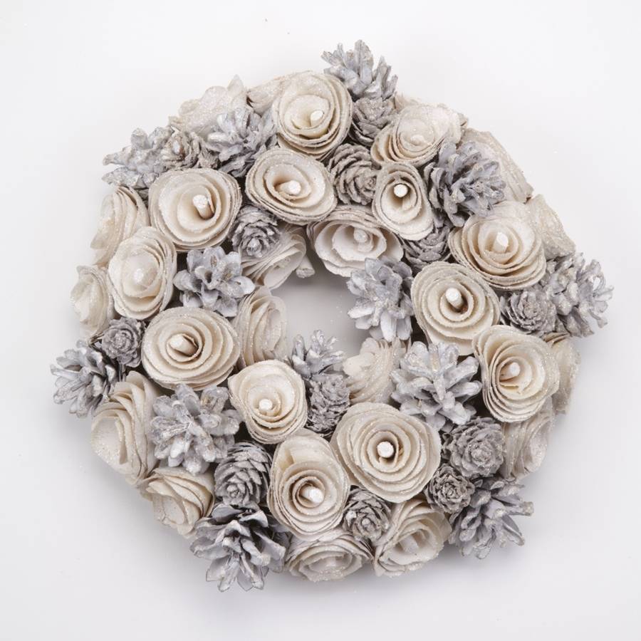 White Pinecone Christmas Wreath By Little Red Heart