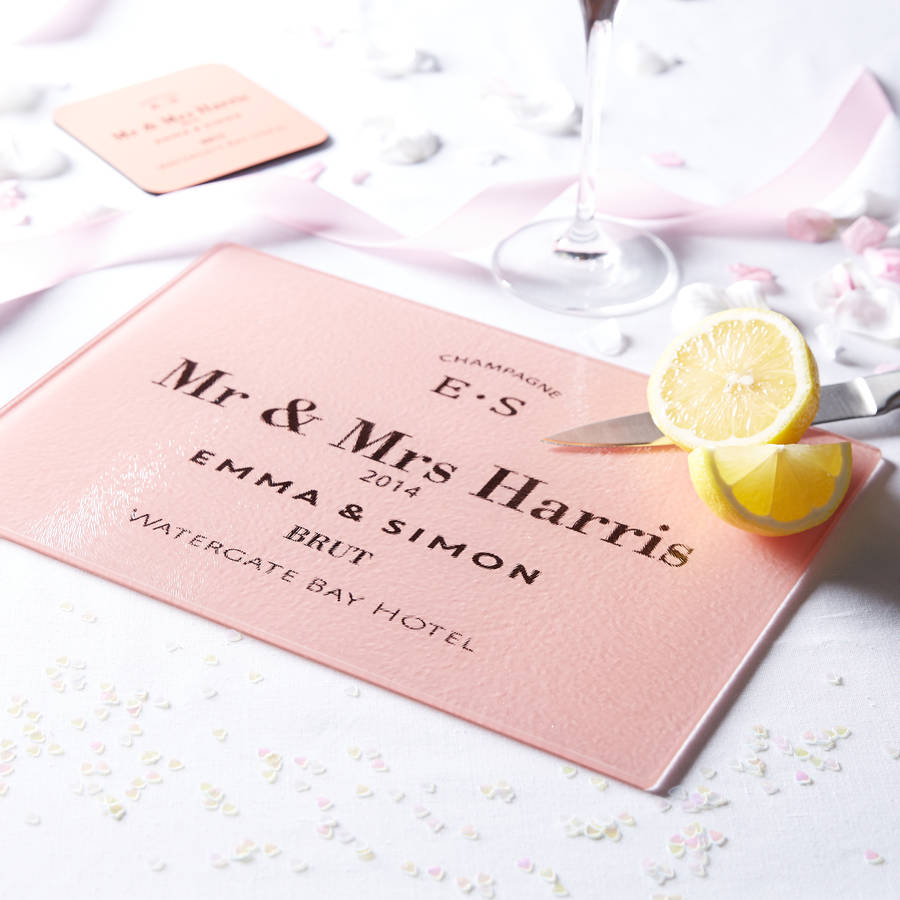 personalised couple's frosted glass cutting board by coconutgrass