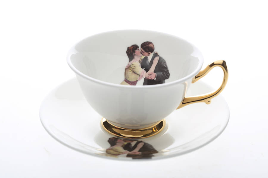 kissing couple teacup and saucer by melody rose