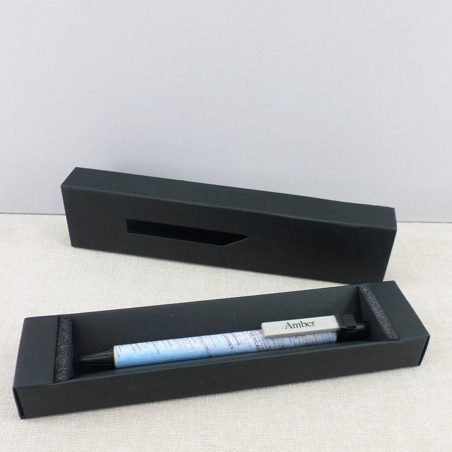 personalised map location pen by six0six design