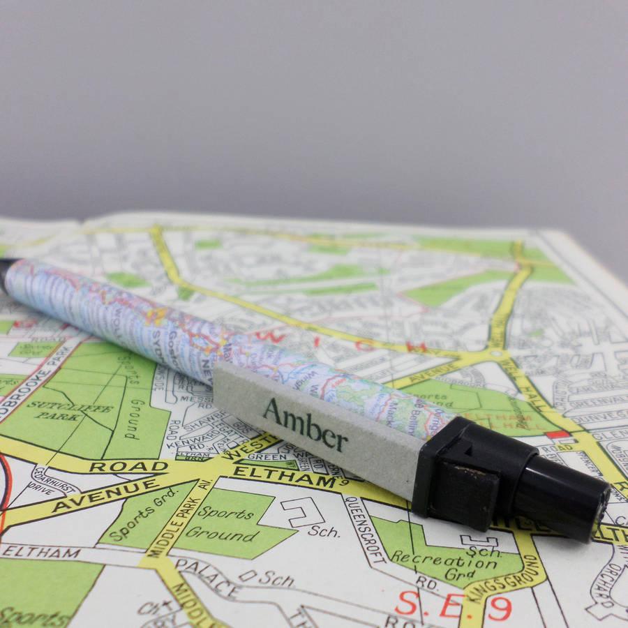 personalised map location pen by six0six design