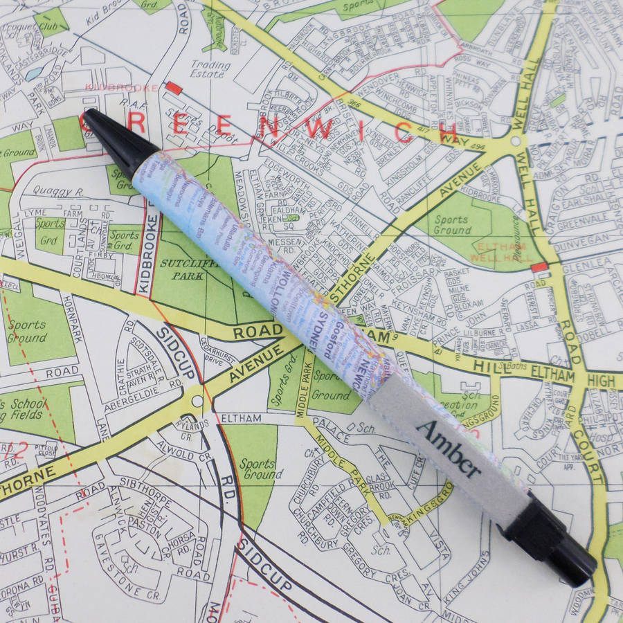 personalised map location pen by six0six design