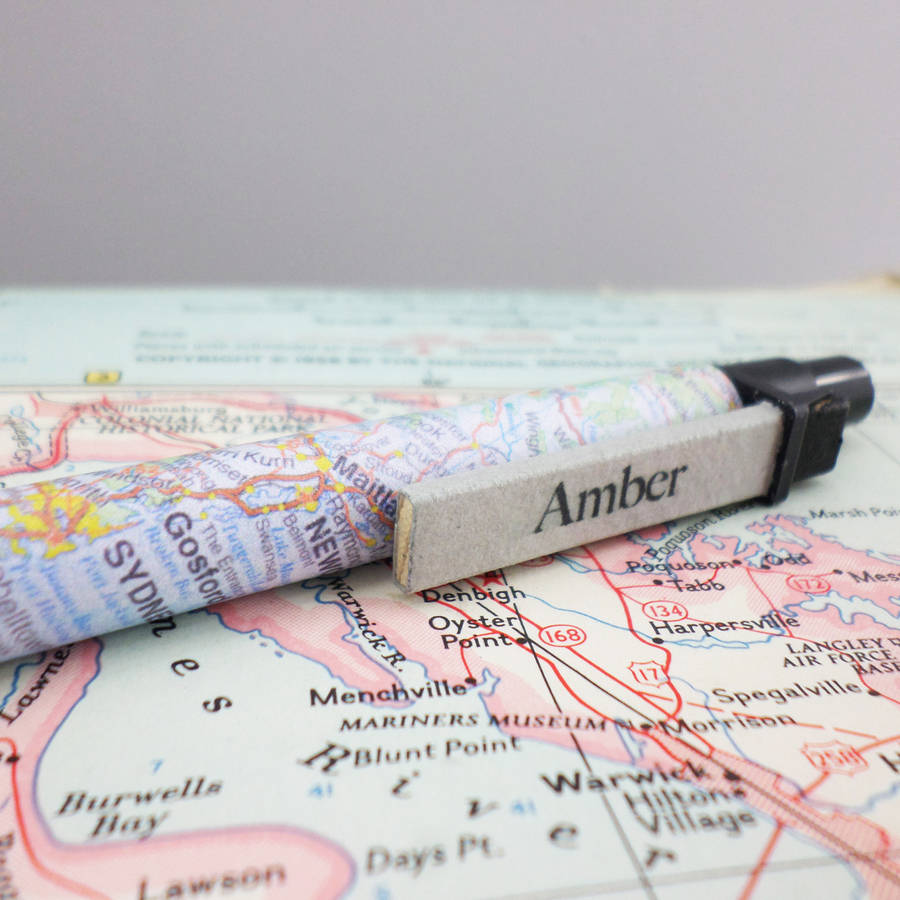 personalised map location pen by six0six design