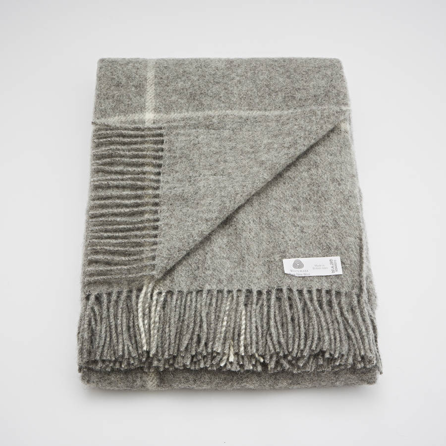 pure wool grey throw by bottle green homes