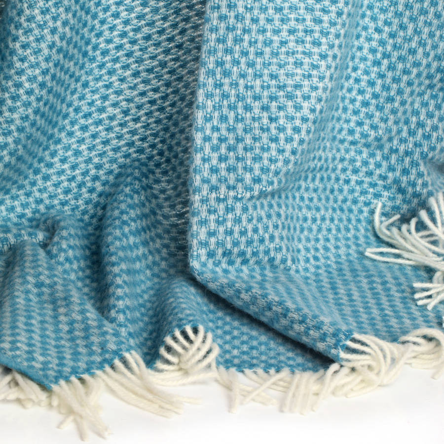 turquoise wool throw by dreamwool blanket co.