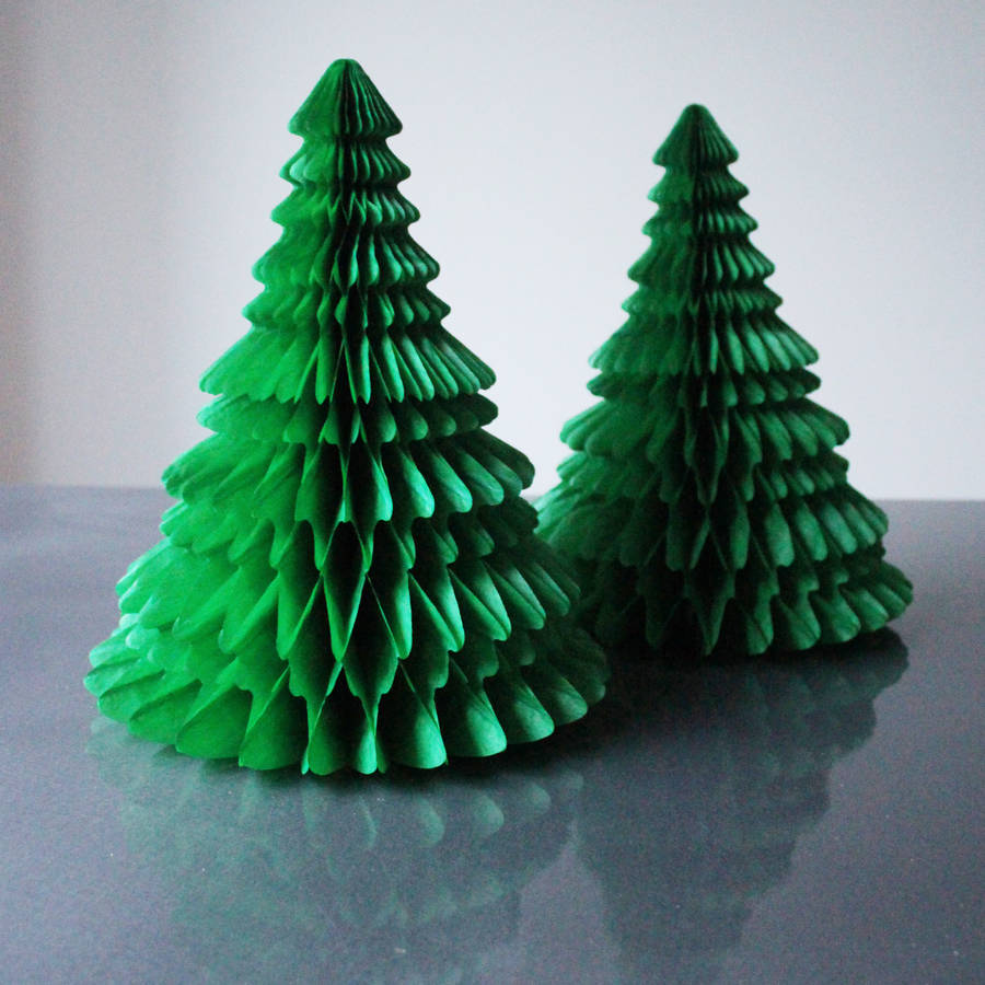 tissue paper christmas tree decoration by pearl and earl