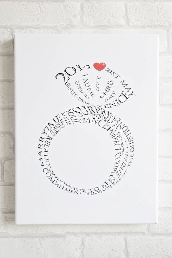 personalised engagement print or canvas by memory wordart