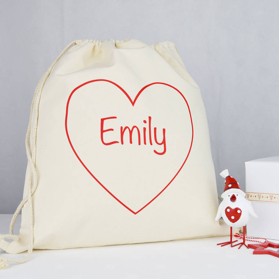 personalised heart drawstring bag by andrea fays