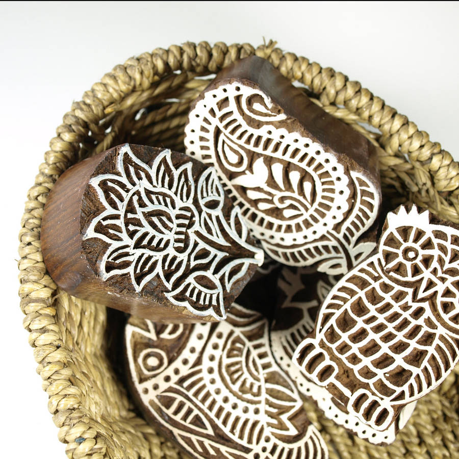 wood carved indian printing blocks by artful kids