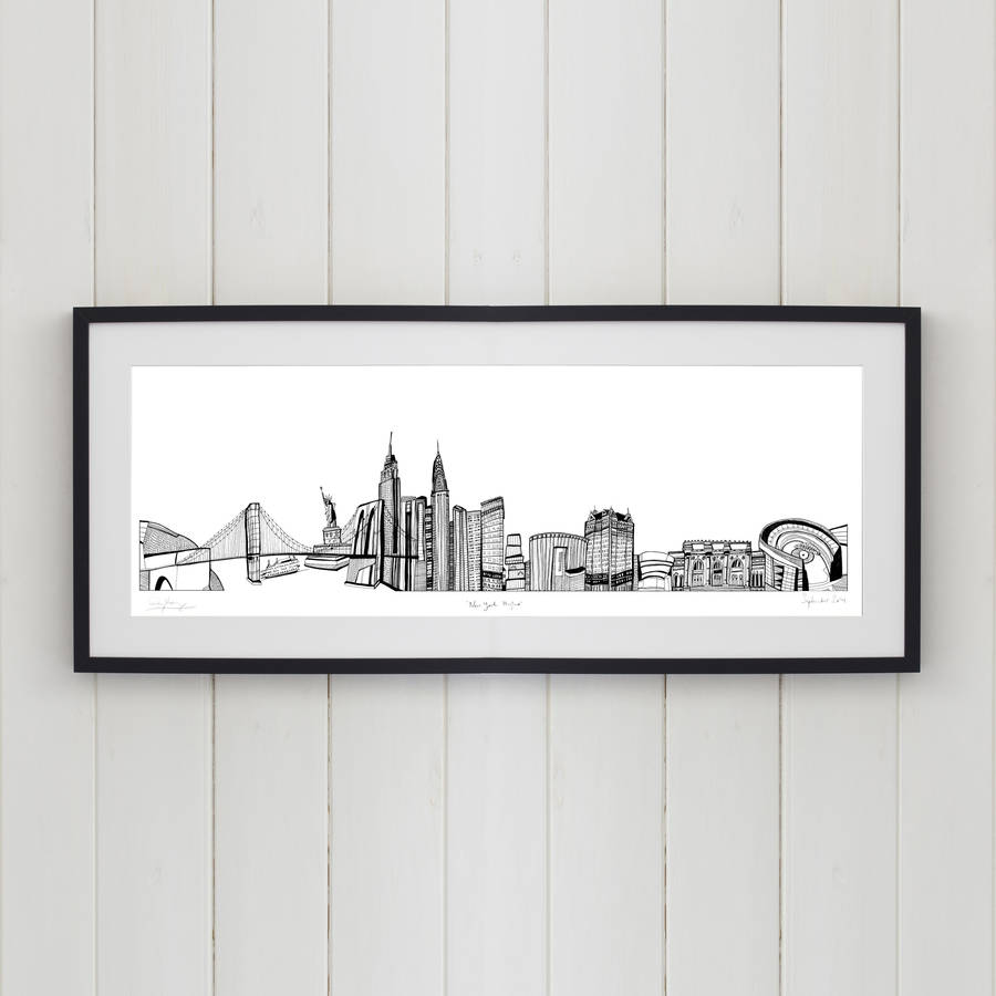 new york skyline screen print by cecily vessey