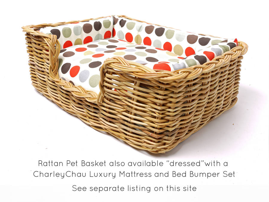 rattan pet basket natural rectangular by charley chau
