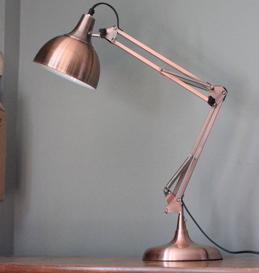 Copper Angle Desk Lamp Copper Angled Table Lamp ...