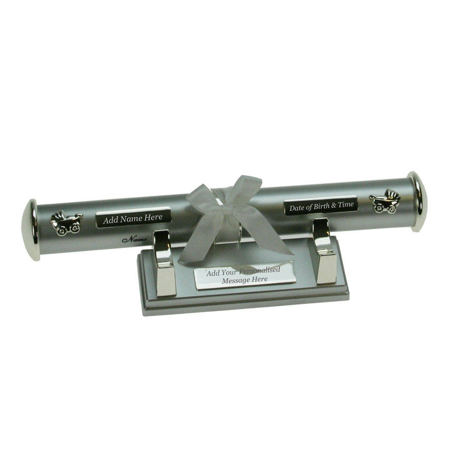 personalised christening certificate holder with prams by