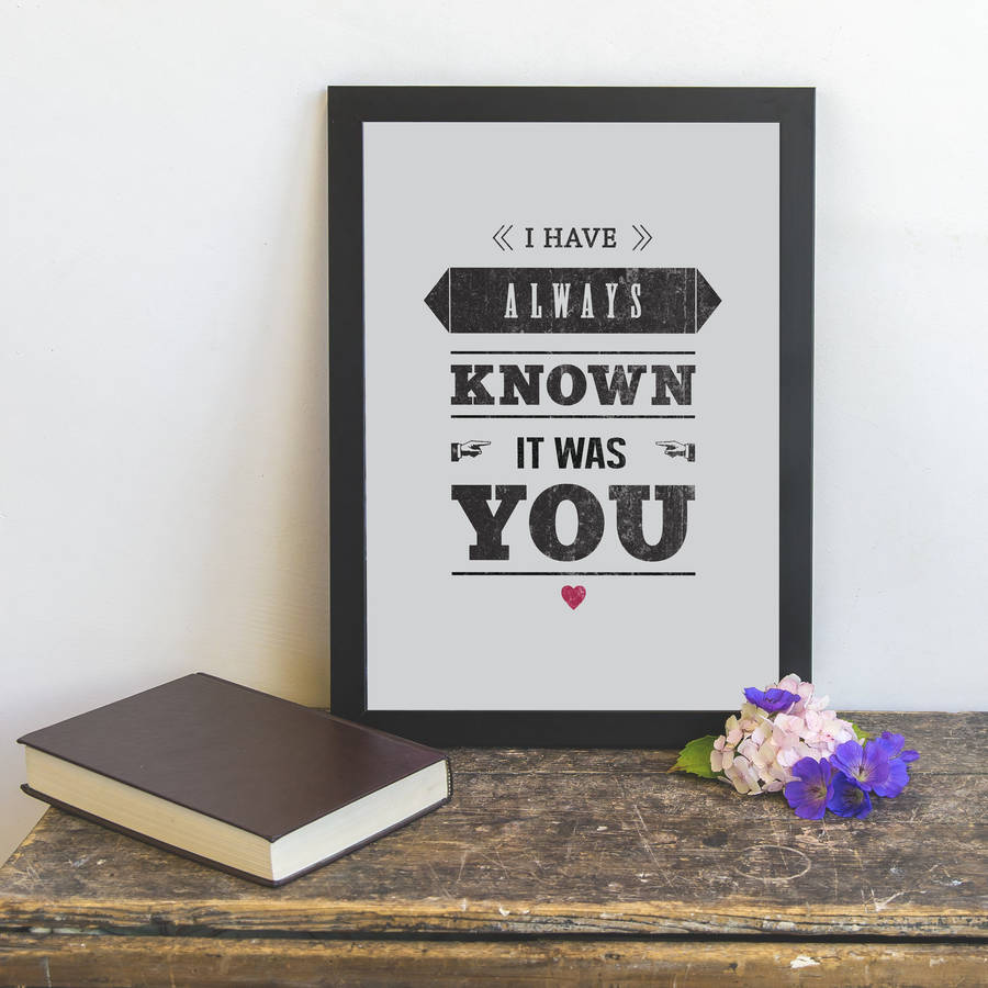 personalised 'i have always known' print by oakdene designs